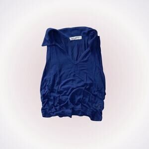 Project Social T PST navy blue collared crop tank top | Sz M